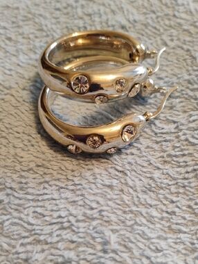 Sterling Austrian Crystal Hoop Earrings